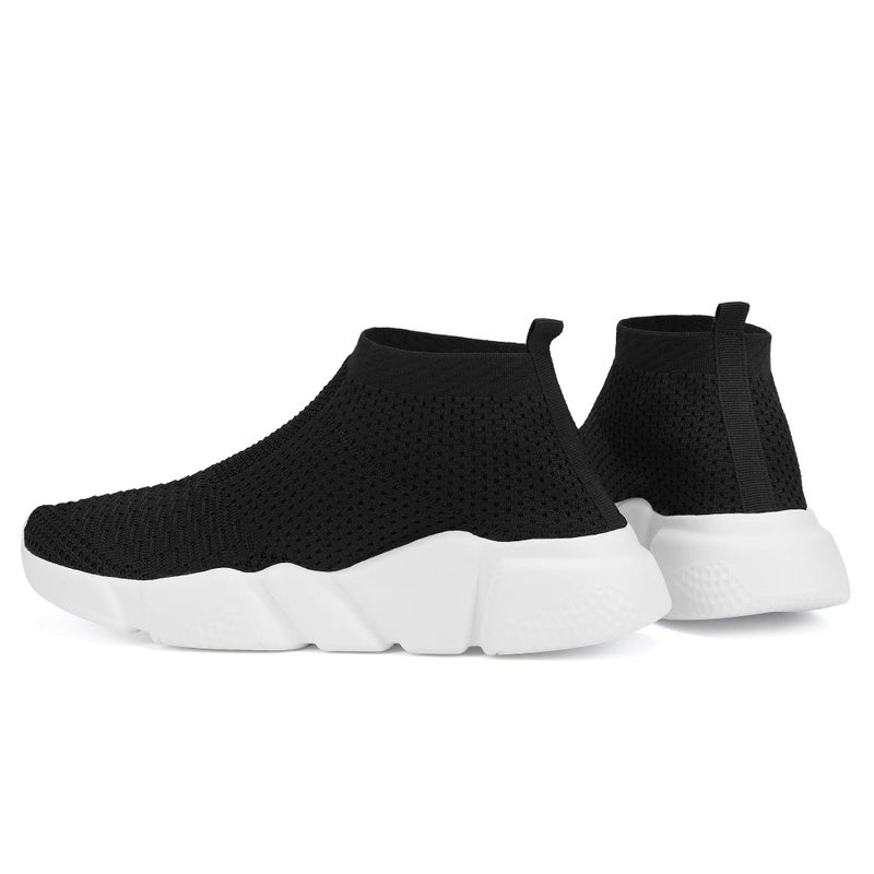 Casbeam Women's Running Knit Comfortable Lightweight Breathable Casual Sports Shoes Fashion Sneakers Slip-On Walking Shoes Black&White Size 10 - Image 5